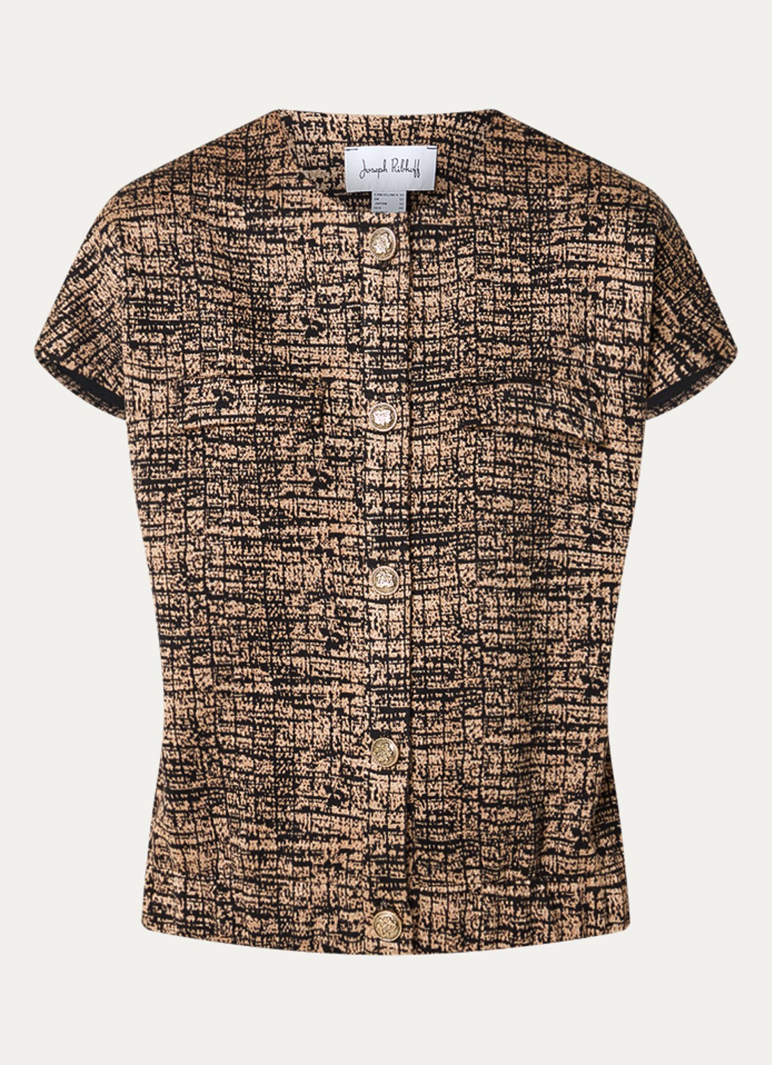 Joseph Ribkoff Vets met print en ronde hals - voorkant 3 camel