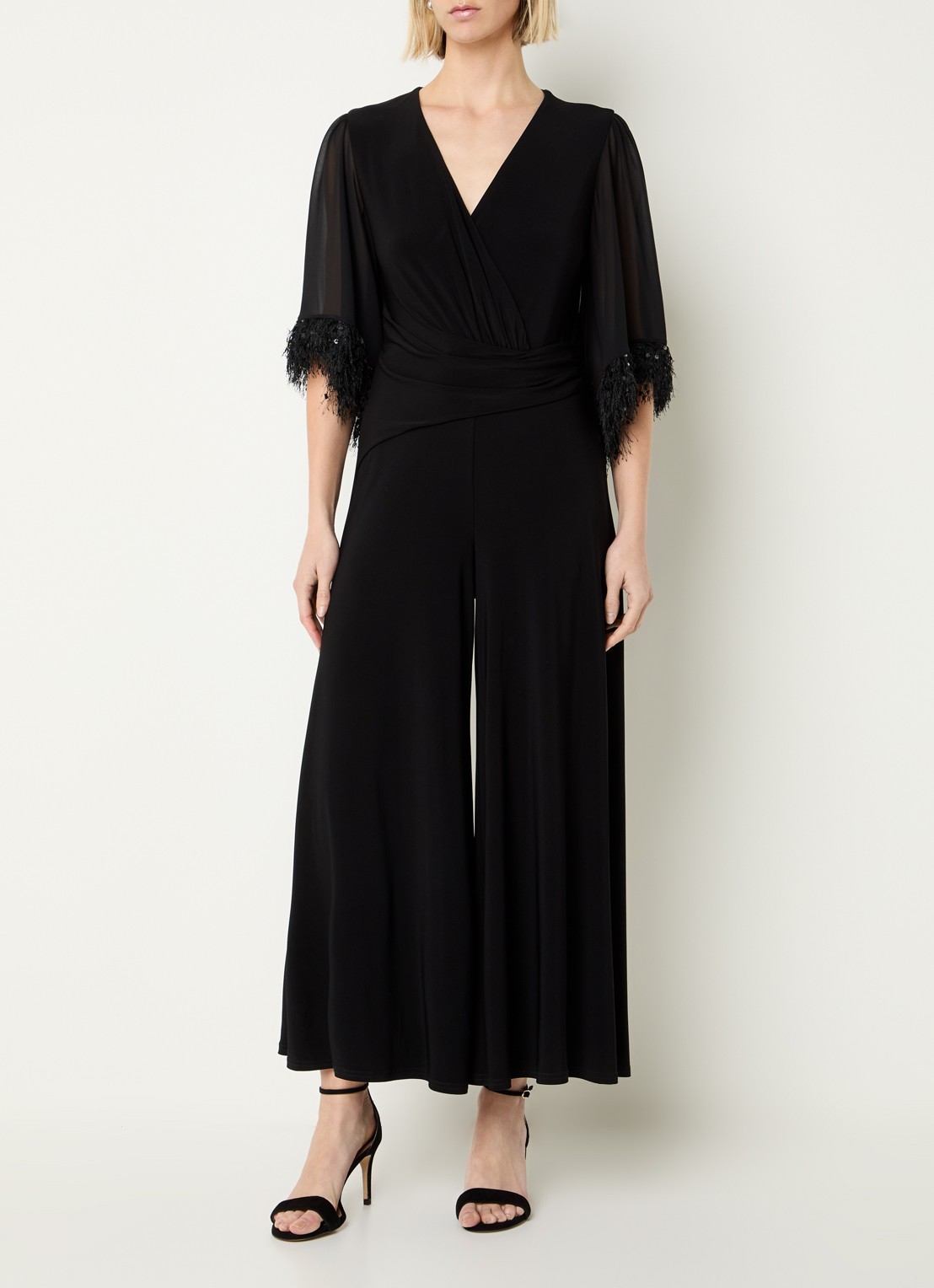 Joseph Ribkoff Wide fit jumpsuit met plooidetail - detail 4 zwart