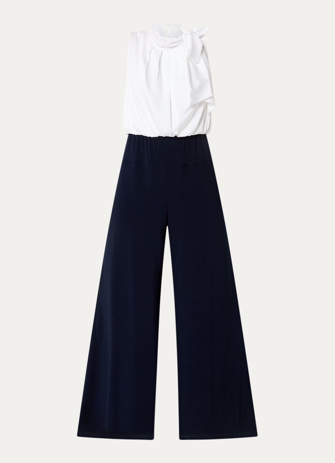 Joseph Ribkoff Wide fit jumpsuit met sjaalkraag - voorkant wit