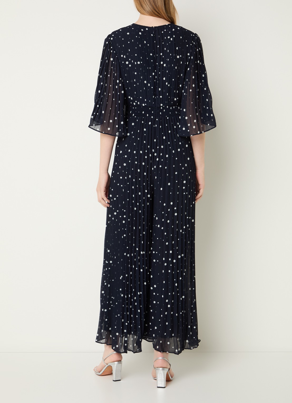 Joseph Ribkoff Wide fit jumpsuit met stippenprint - achterkant 4 donkerblauw