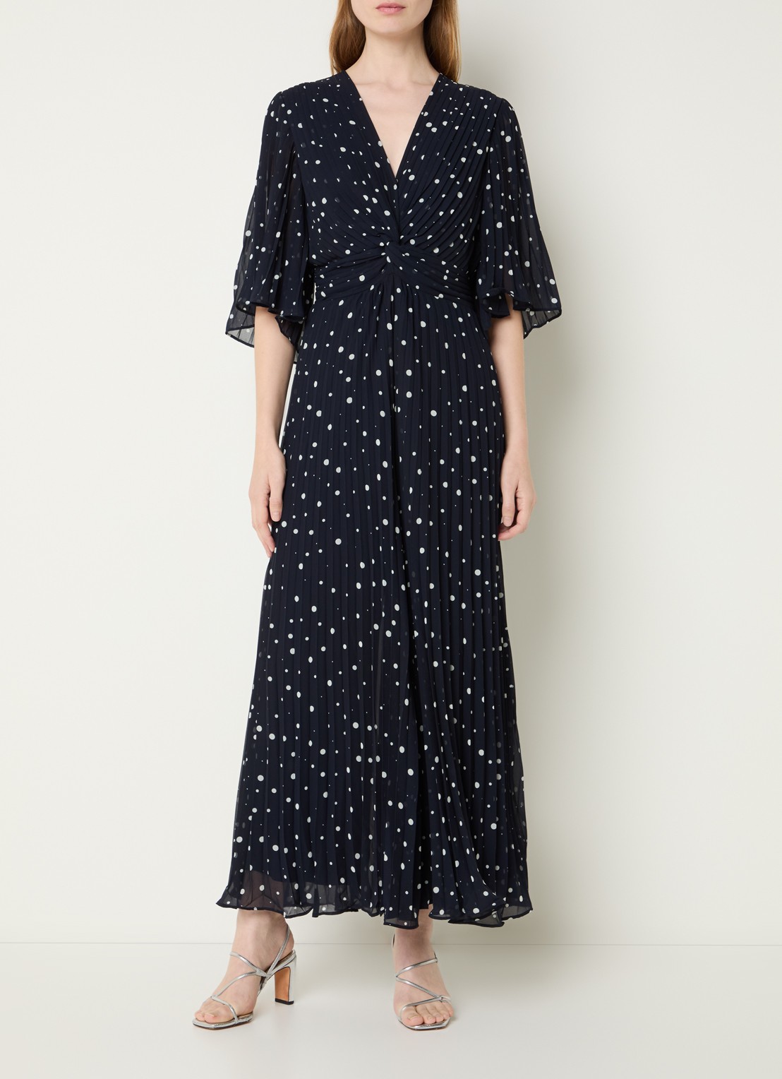Joseph Ribkoff Wide fit jumpsuit met stippenprint - detail donkerblauw