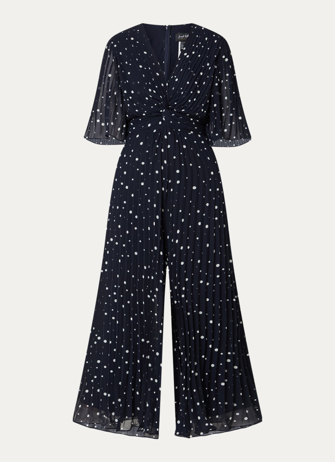 Joseph Ribkoff Wide fit jumpsuit met stippenprint - voorkant 2 donkerblauw