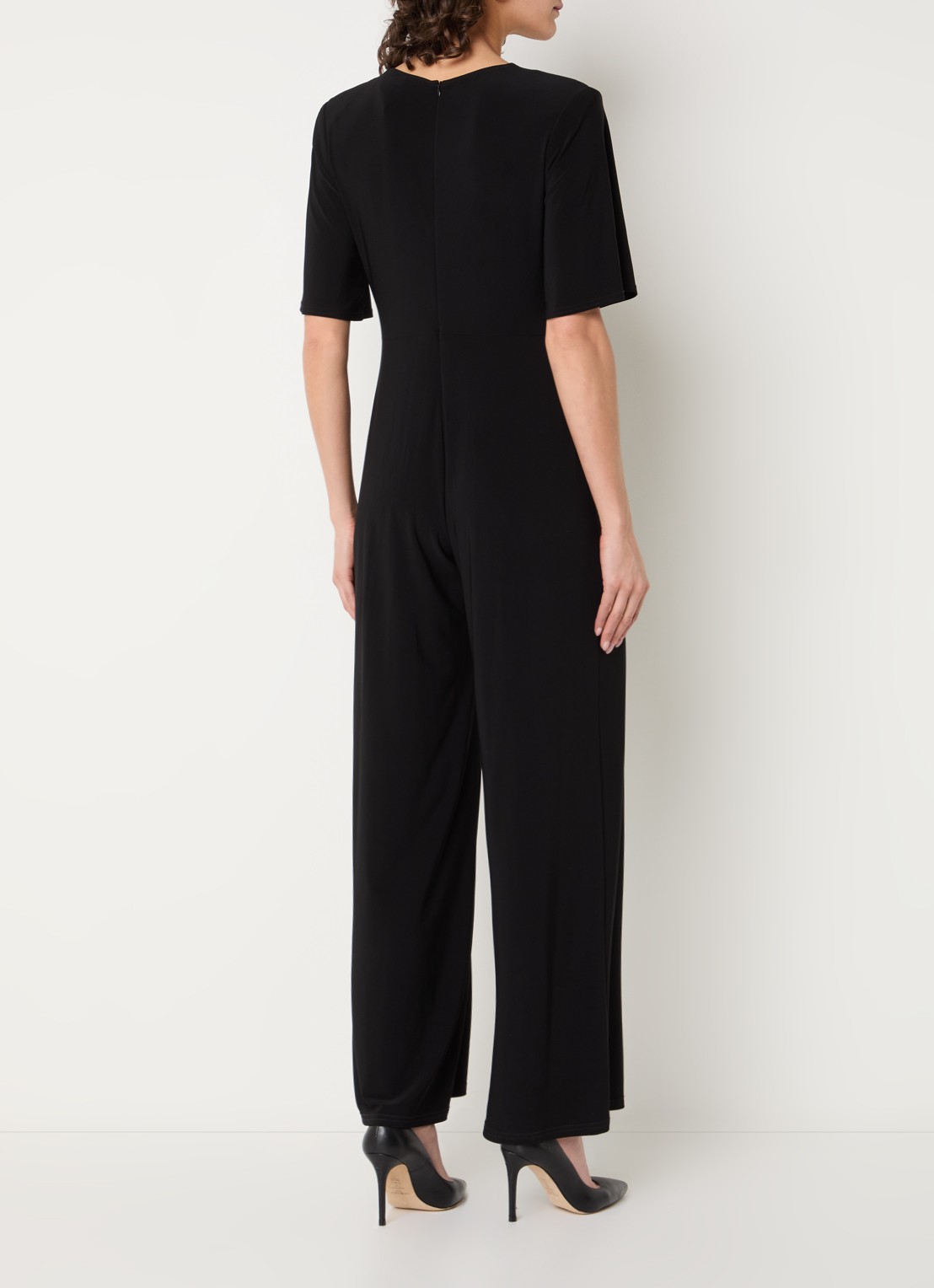 Joseph Ribkoff Wide fit jumpsuit met strikdetail - achterkant zwart