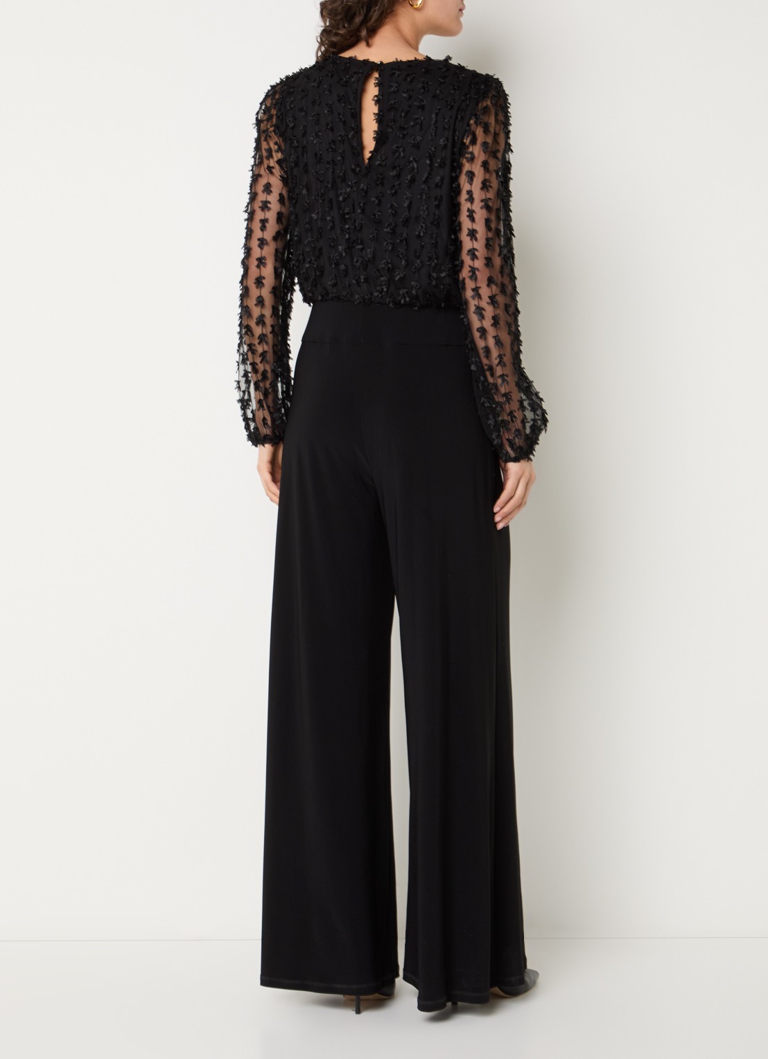 Joseph Ribkoff Wide fit jumpsuit met V-hals - achterkant 4 zwart