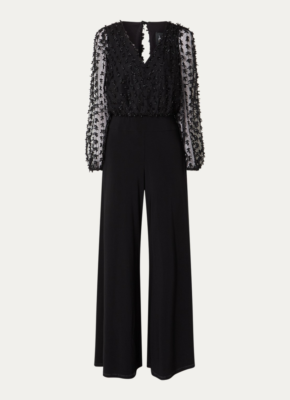 Joseph Ribkoff Wide fit jumpsuit met V-hals - voorkant zwart