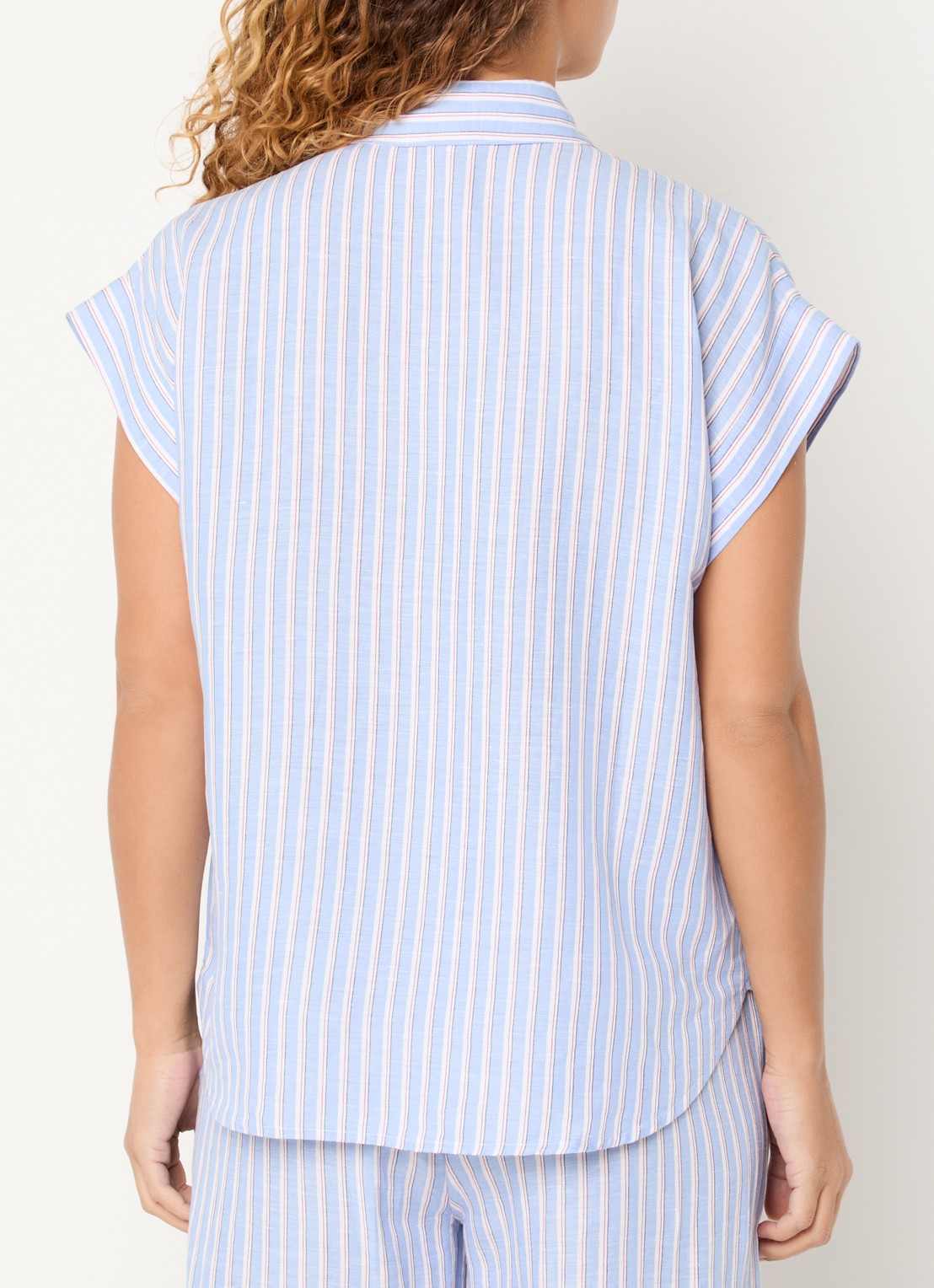 Josephine & Co Barndon blouse in linnenblend met streepprint - achterkant blauw