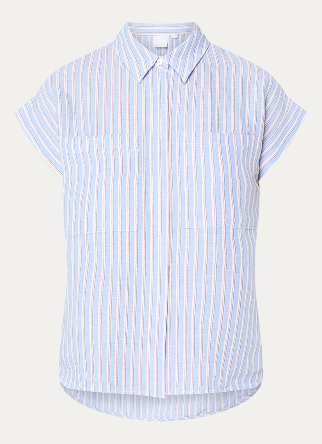 Josephine & Co Barndon blouse in linnenblend met streepprint - voorkant 2 blauw