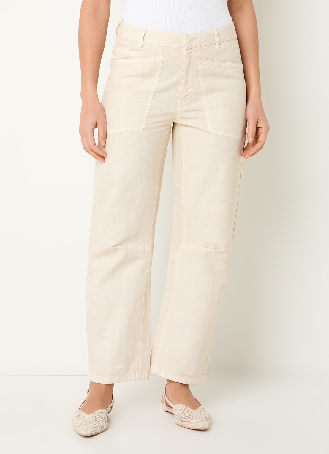 Josephine & Co Bas high waist loose fit chino met steekzakken - detail 4 beige