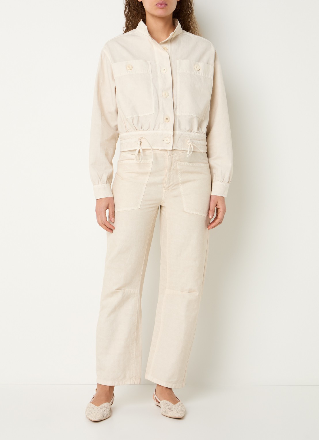 Josephine & Co Bas high waist loose fit chino met steekzakken - voorkant 3 beige