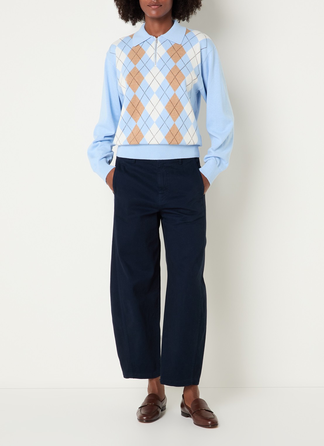 Josephine & Co Basile high waist balloon fit broek met steekzakken - voorkant 4 donkerblauw