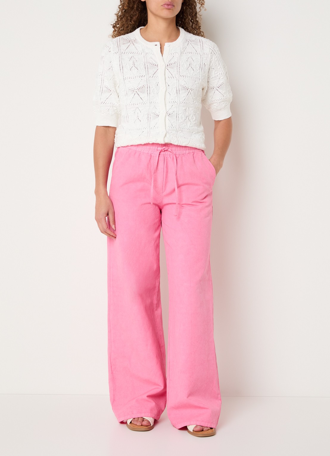 Josephine & Co Basma high waist chino met trekkoord - voorkant 2 roze