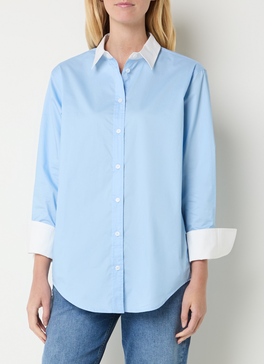 Josephine & Co Bax blouse met kraag - detail 4 lichtblauw
