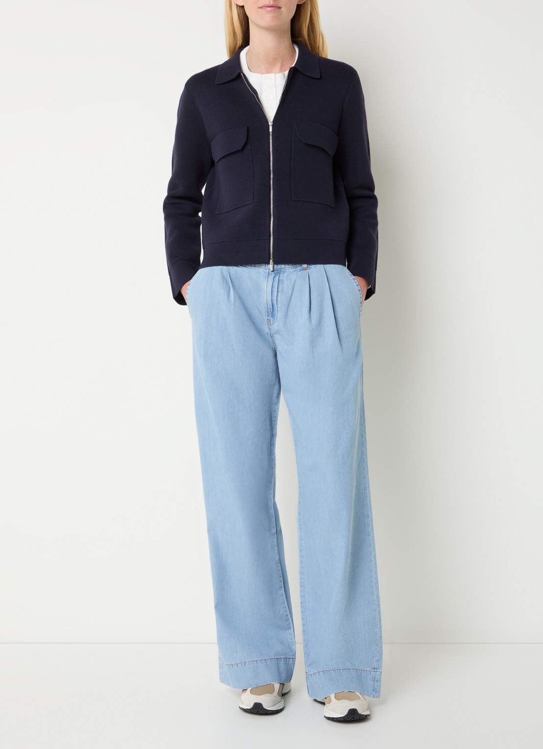 Josephine & Co Bayley grofgebreid jack met klepzakken - voorkant 3 donkerblauw