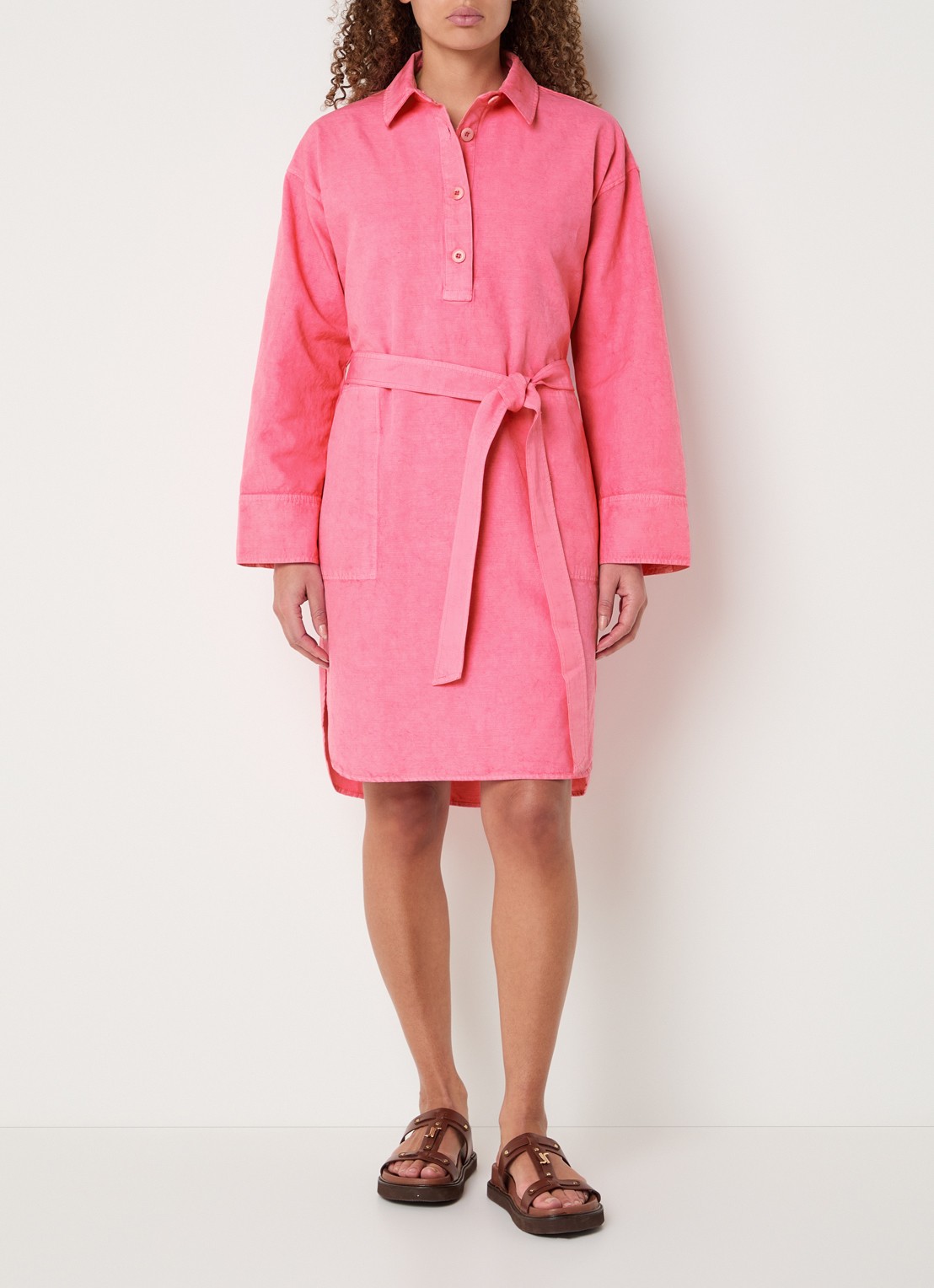 Josephine & Co Bella mini tuniekjurk met strikceintuur - voorkant 2 roze