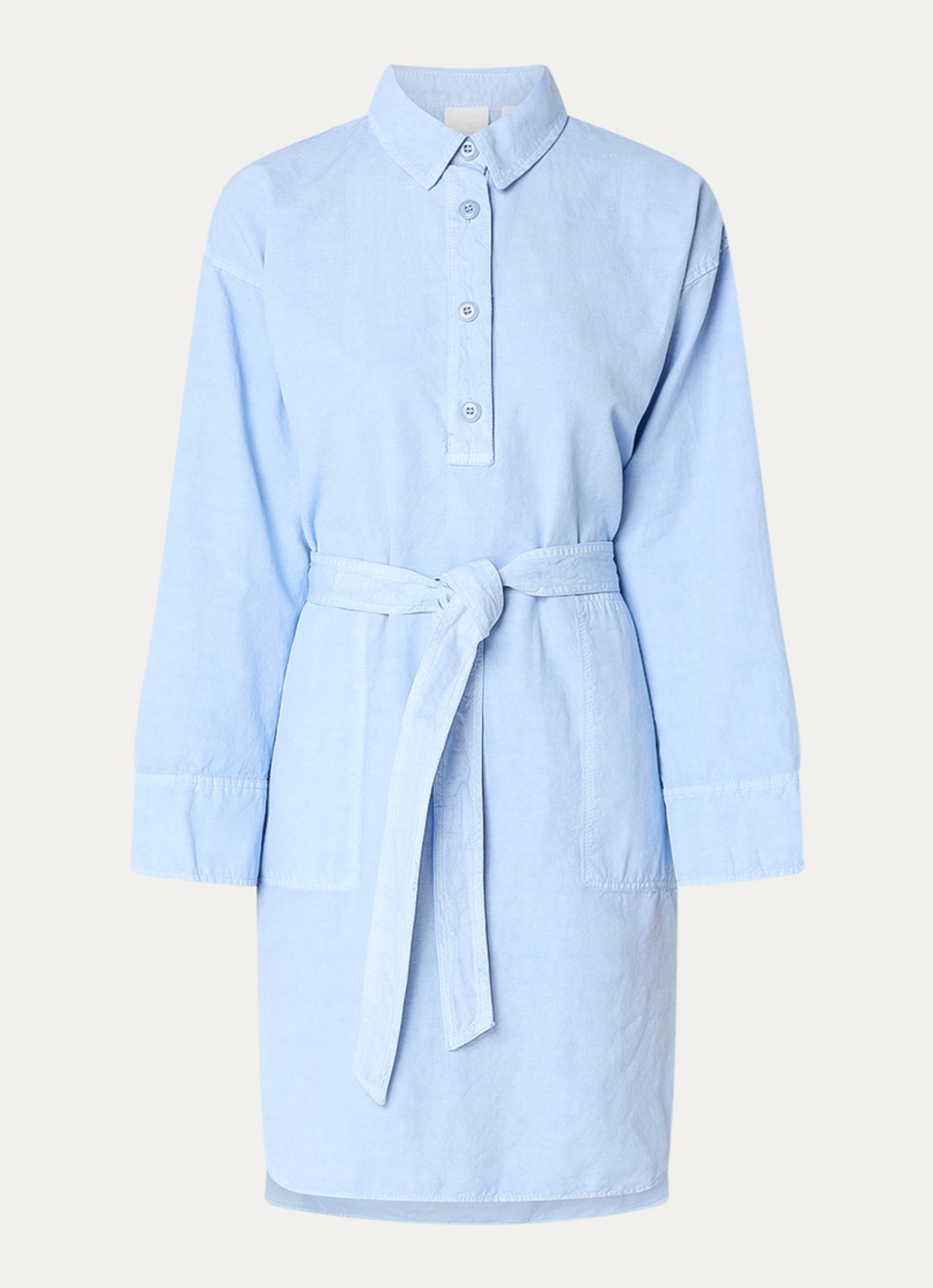 Josephine & Co Bella mini tuniekjurk met strikceintuur - voorkant lichtblauw
