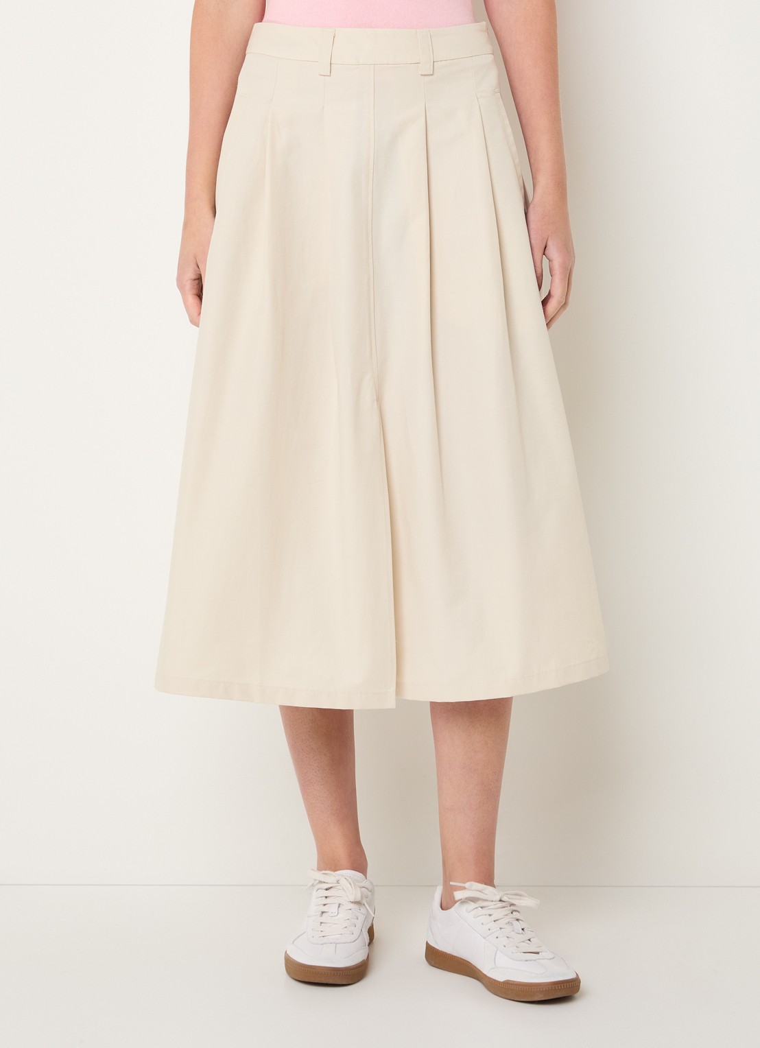 Josephine & Co Belle midi rok met plooidetail en split - detail beige
