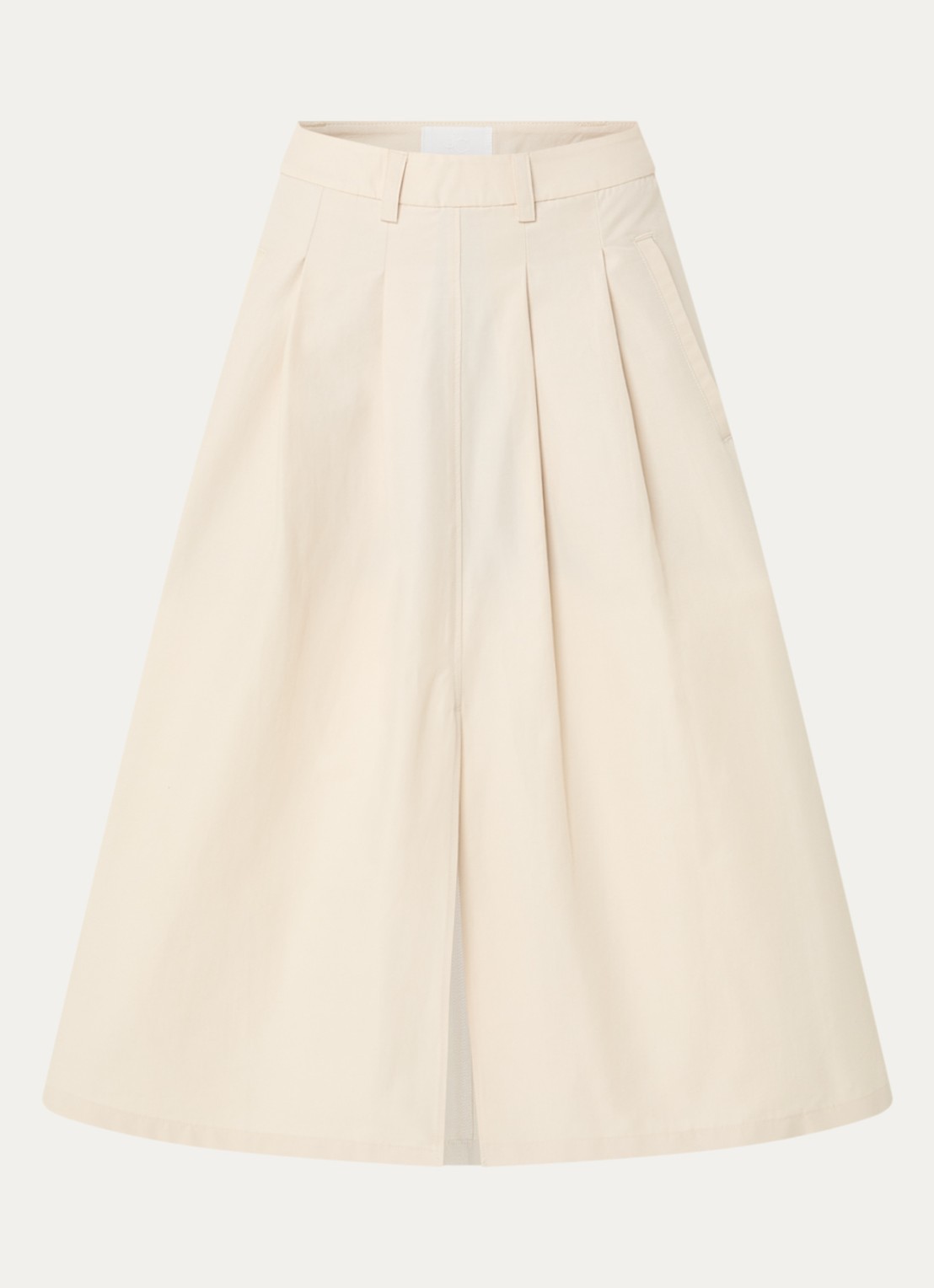 Josephine & Co Belle midi rok met plooidetail en split - voorkant 3 beige