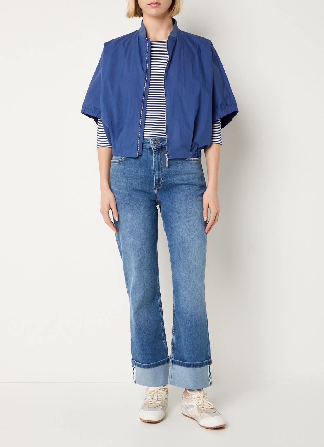 Josephine & Co Benedict cropped jack met vleermuismouw - voorkant 4 royalblauw