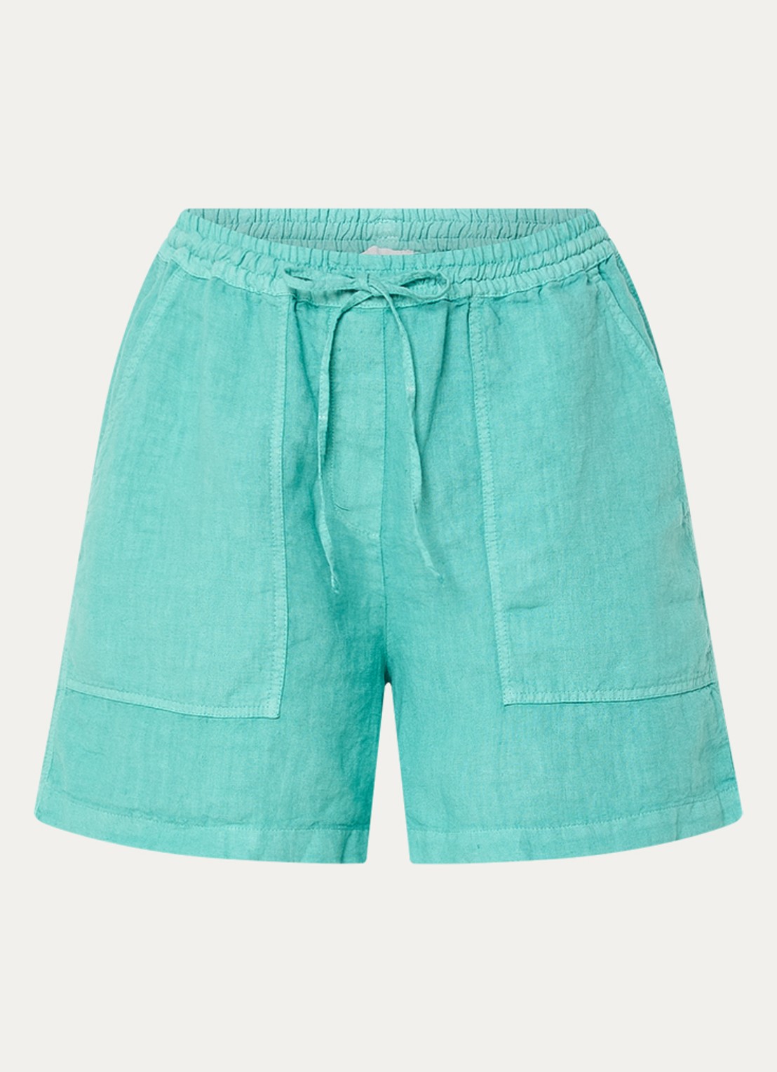 Josephine & Co Benno high waist wide fit korte broek van linnen - voorkant 3 groen
