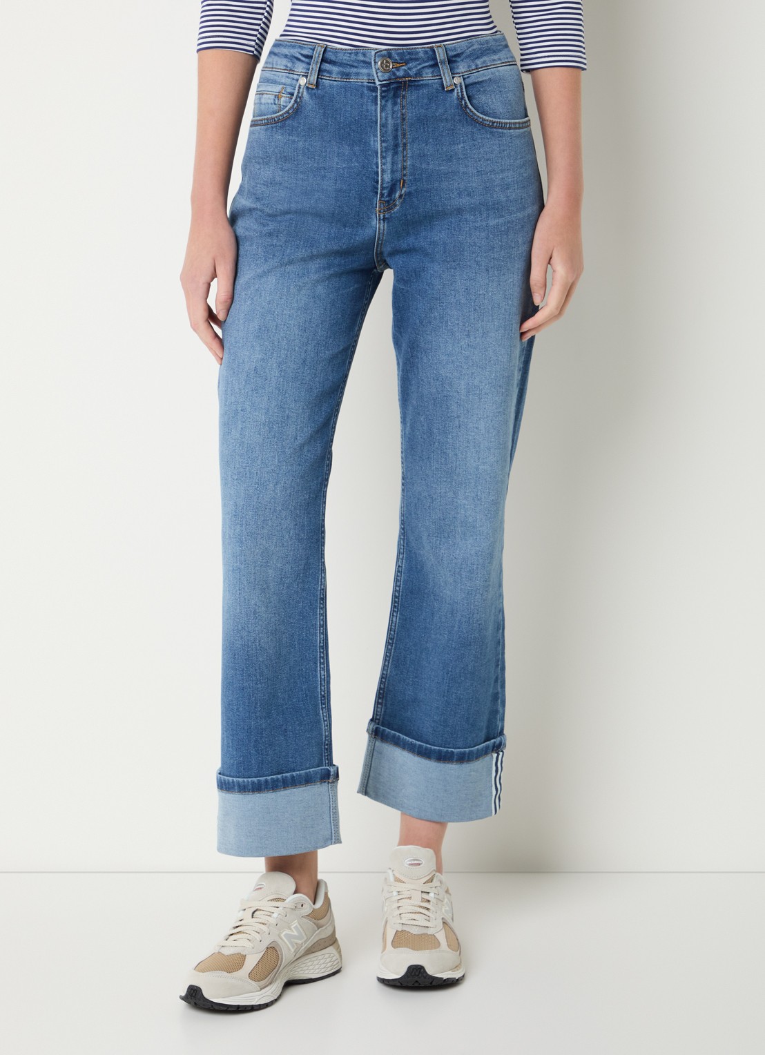 Josephine & Co Benthe high waist cropped flared jeans met medium wassing - detail 4 indigo