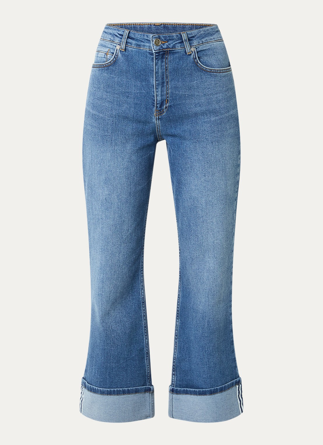 Josephine & Co Benthe high waist cropped flared jeans met medium wassing - voorkant indigo