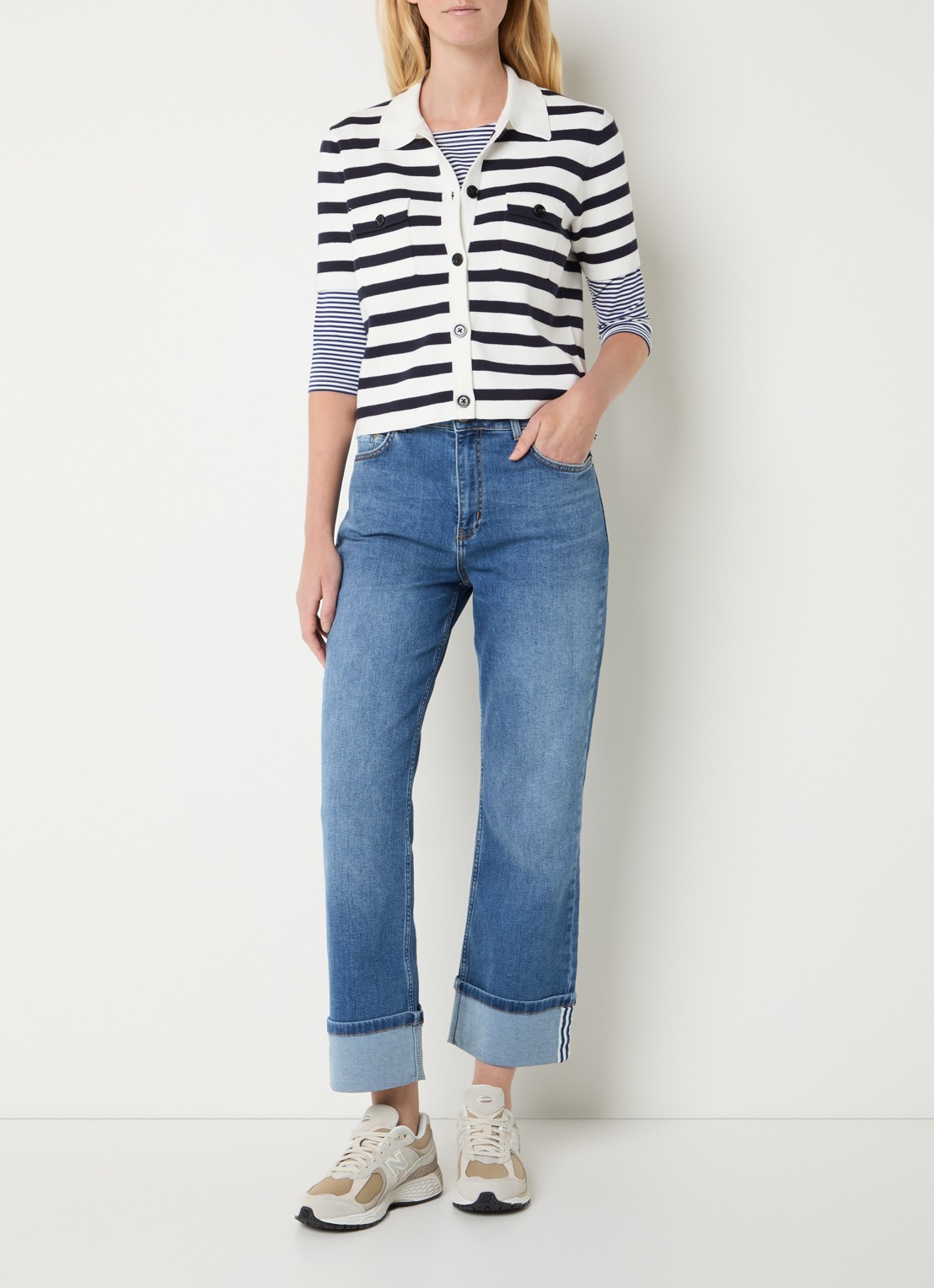 Josephine & Co Benthe high waist cropped flared jeans met medium wassing - voorkant 2 indigo