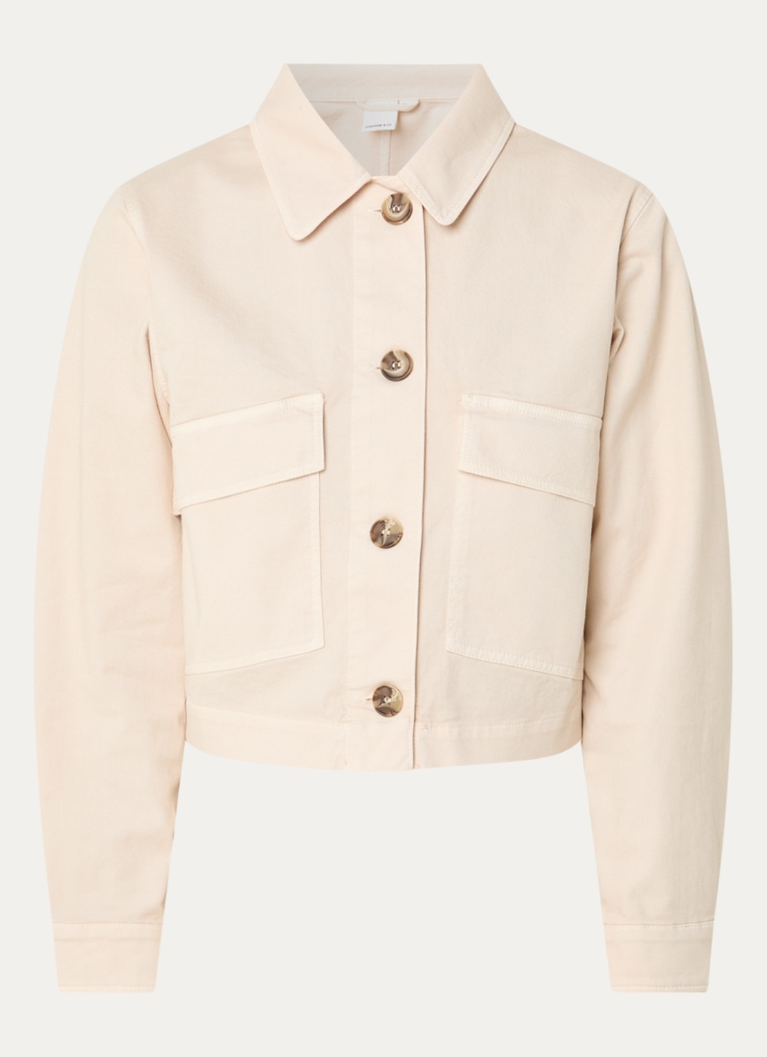 Josephine & Co Bibi cropped overshirt met borstzakken - voorkant 2 beige