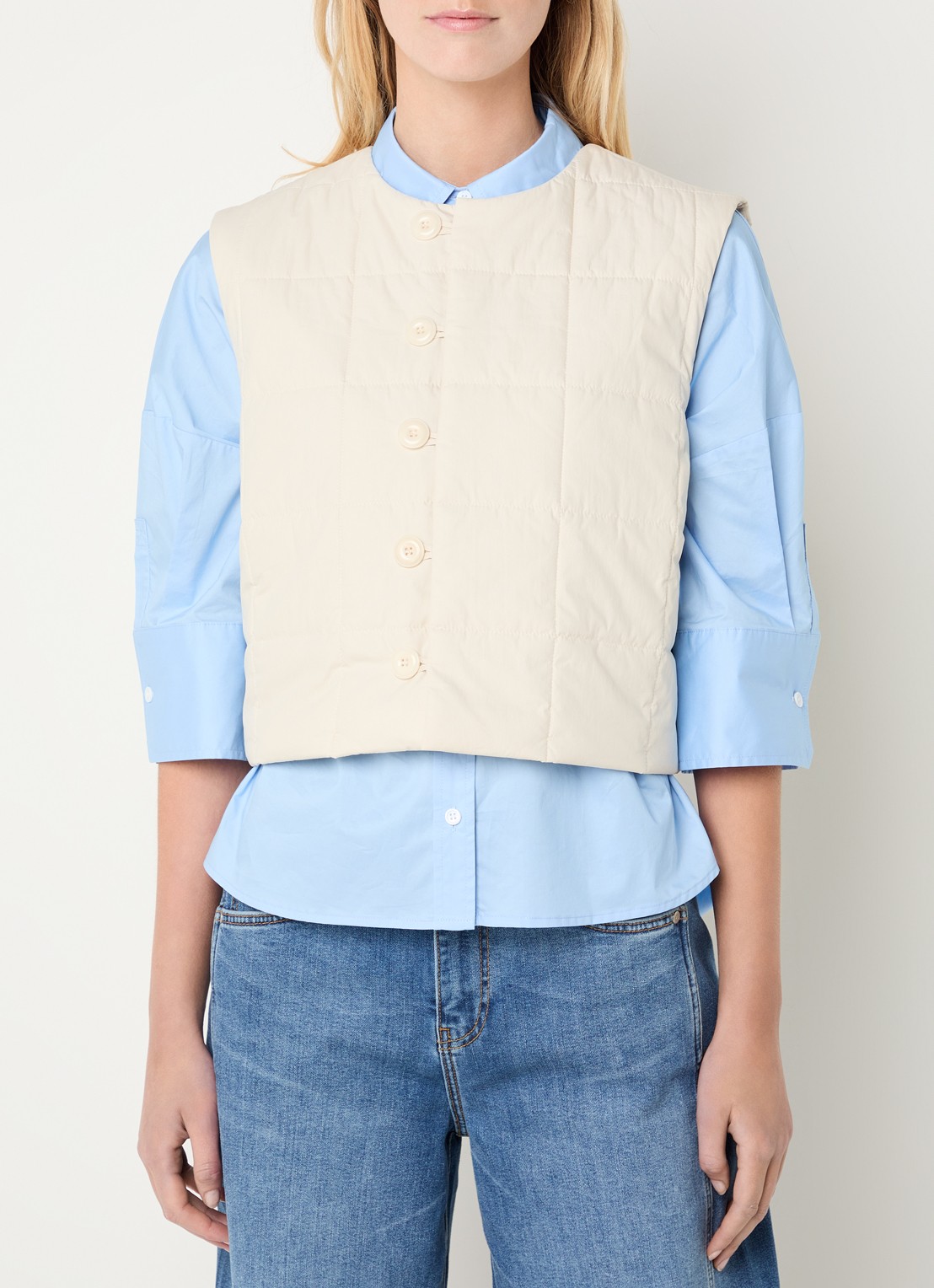 Josephine & Co Billie cropped bomberjack met quilt patroon - detail creme