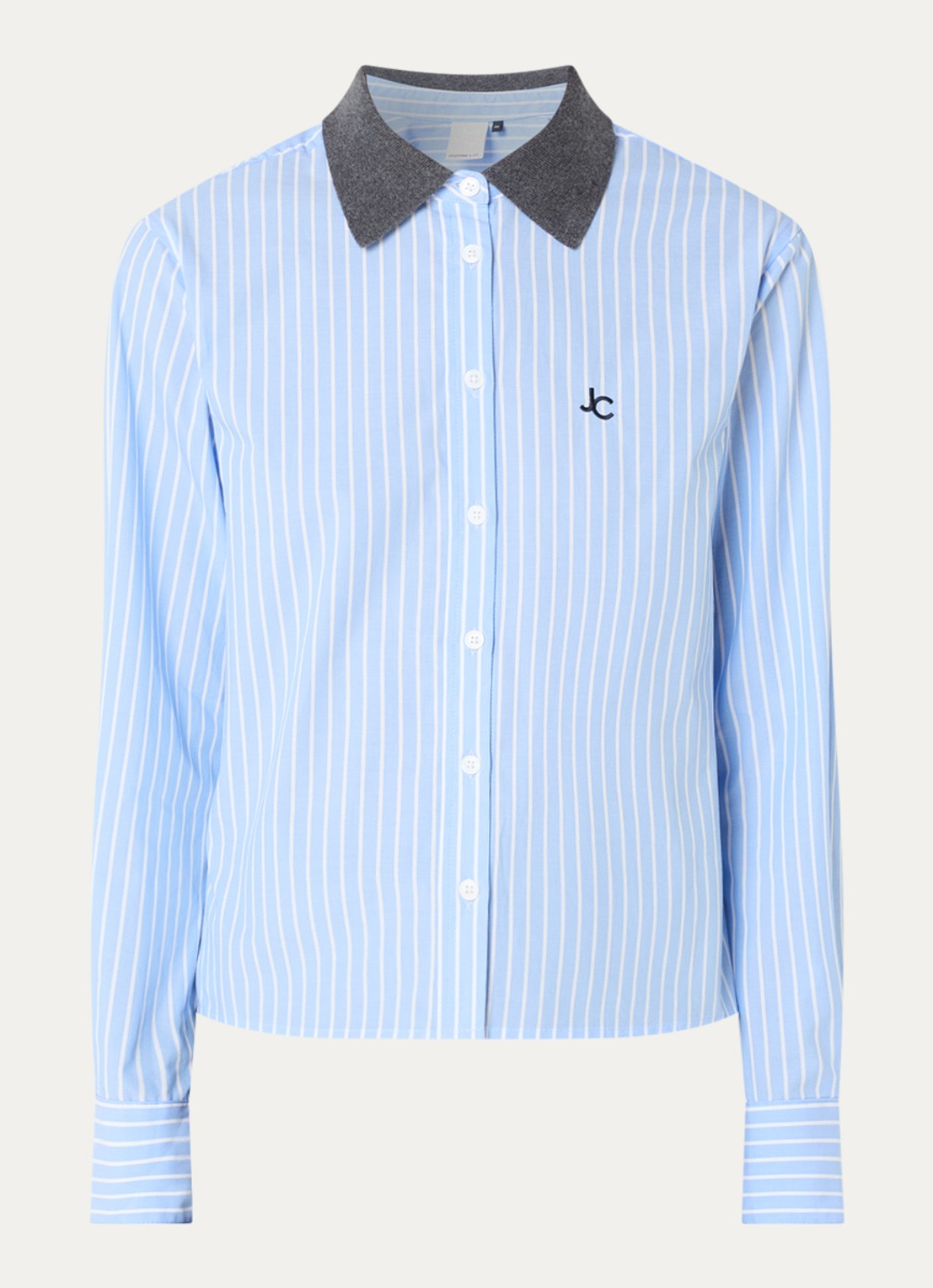 Josephine & Co Bink blouse met ruitdessin - voorkant 3 lichtblauw