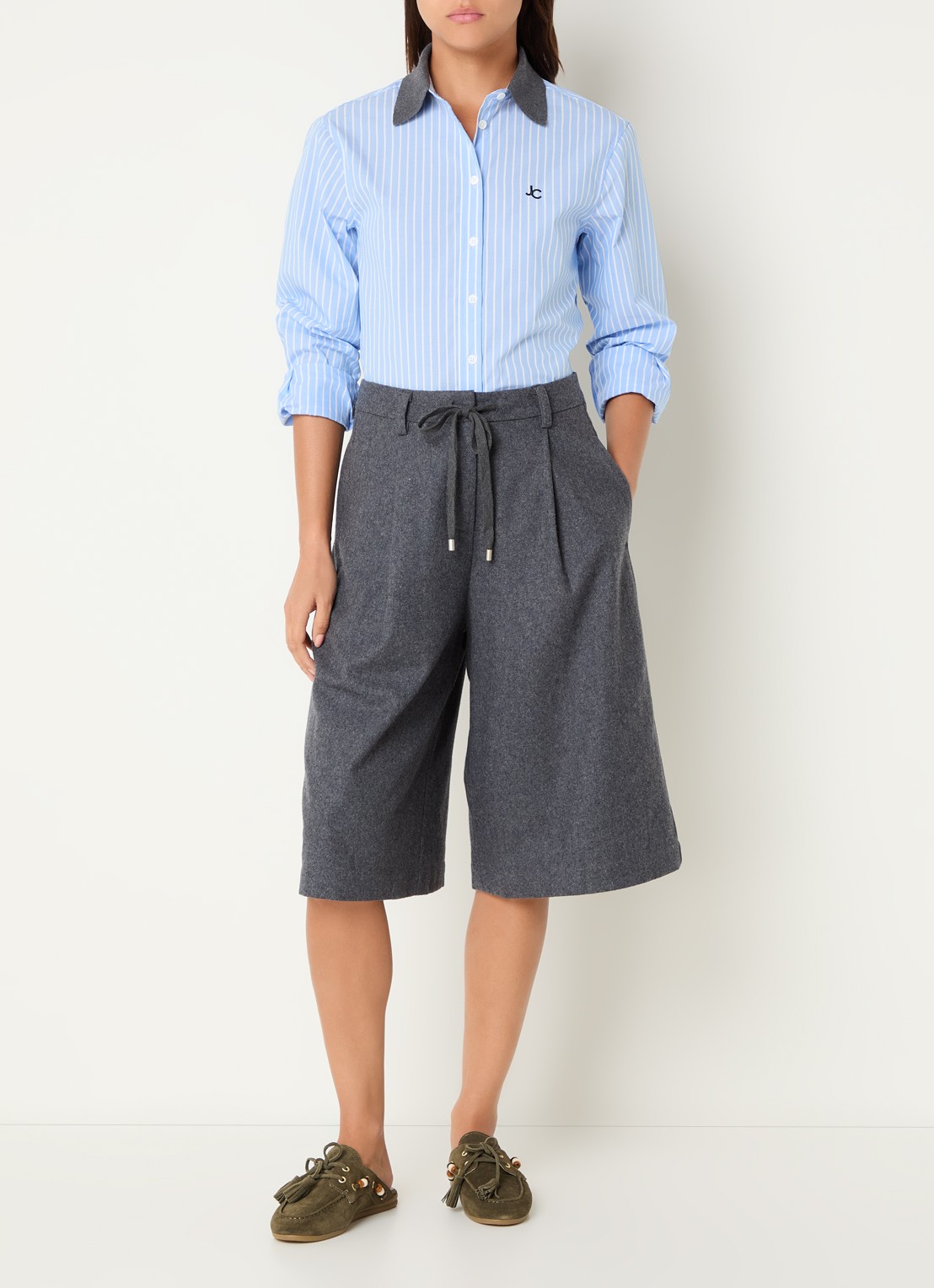 Josephine & Co Bink blouse met ruitdessin - voorkant 4 lichtblauw