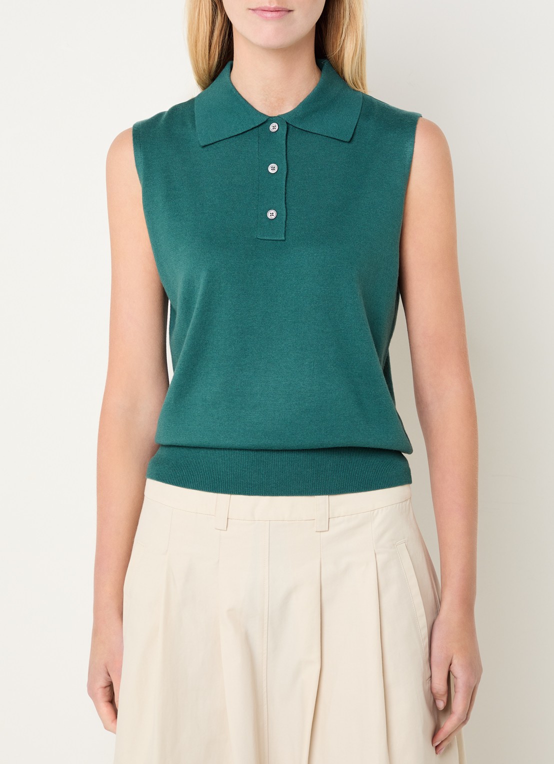 Josephine & Co Birol fijngebreide top in wolblend - detail 3 groen