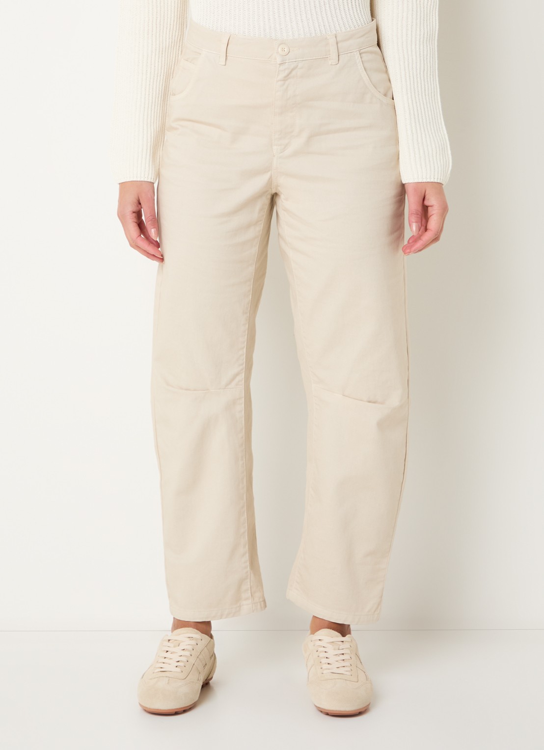 Josephine & Co Bjorn high waist tapered fit broek met steekzakken - detail 4 creme