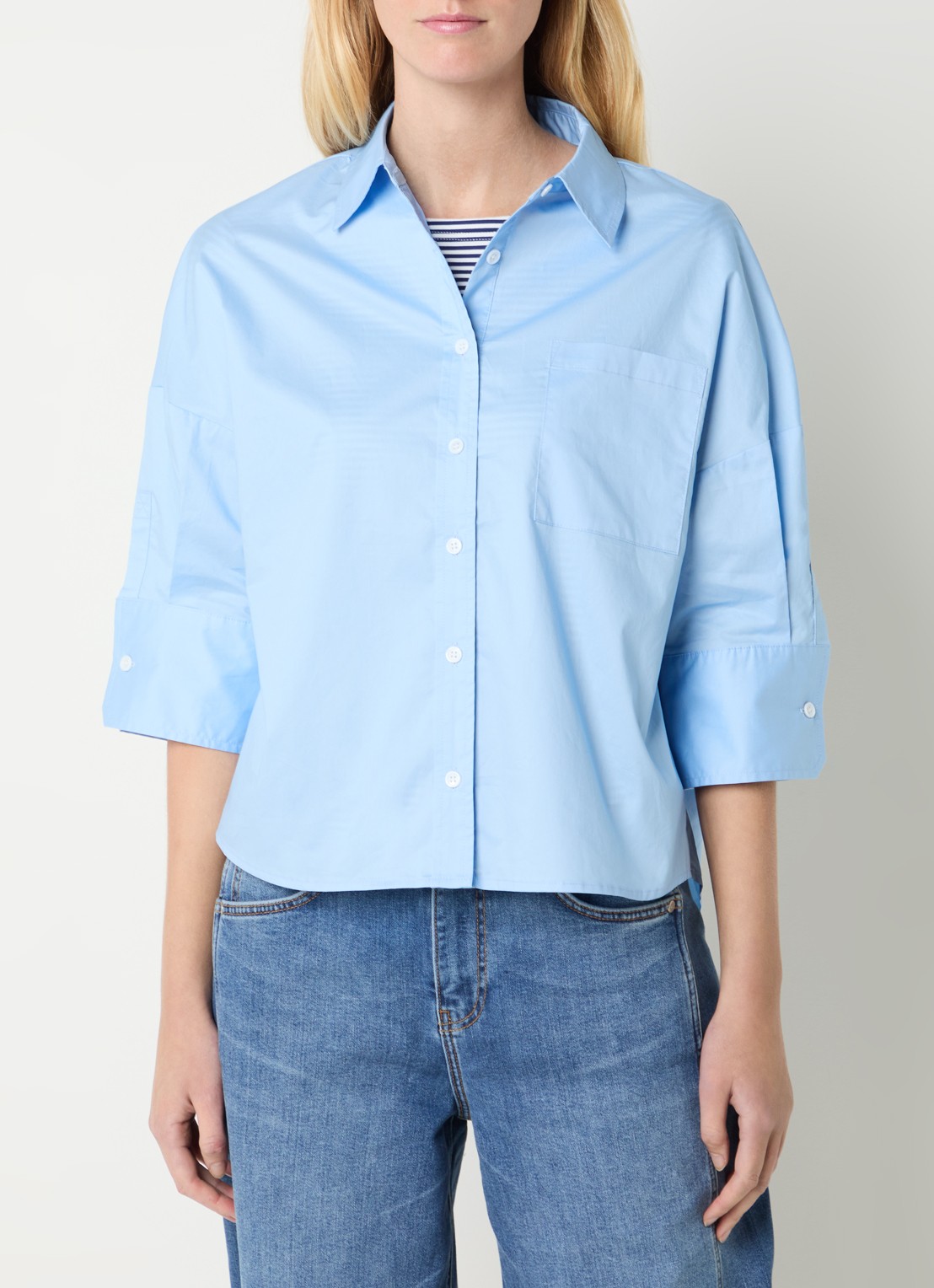 Josephine & Co Blayne blouse met borstzak - detail 4 lichtblauw
