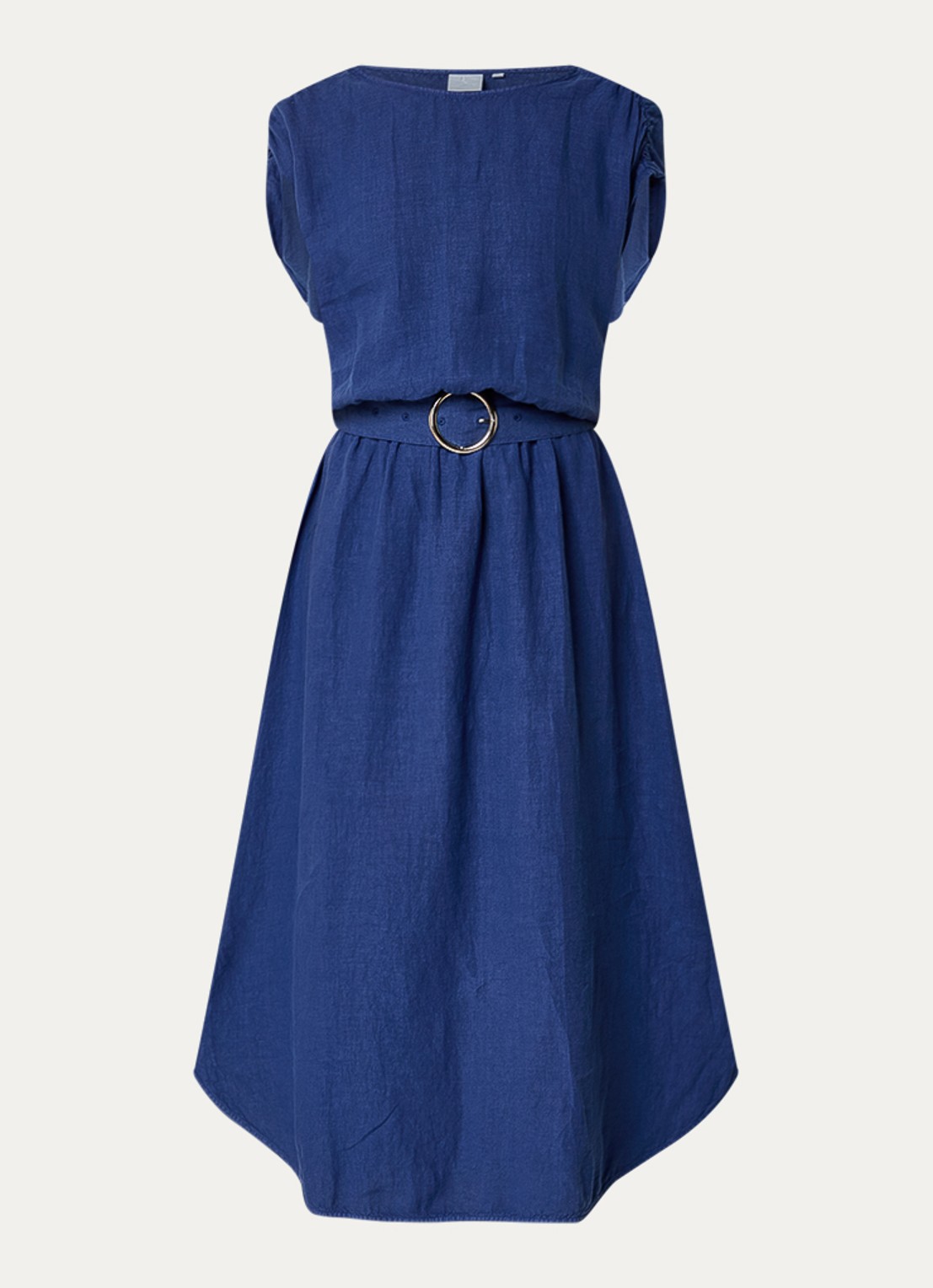 Josephine & Co Blayze jurk van linnen met ceintuur - voorkant royalblauw