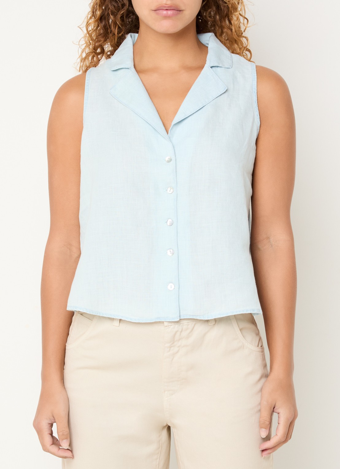 Josephine & Co Bliss gilet van linnen - detail 3 lichtblauw