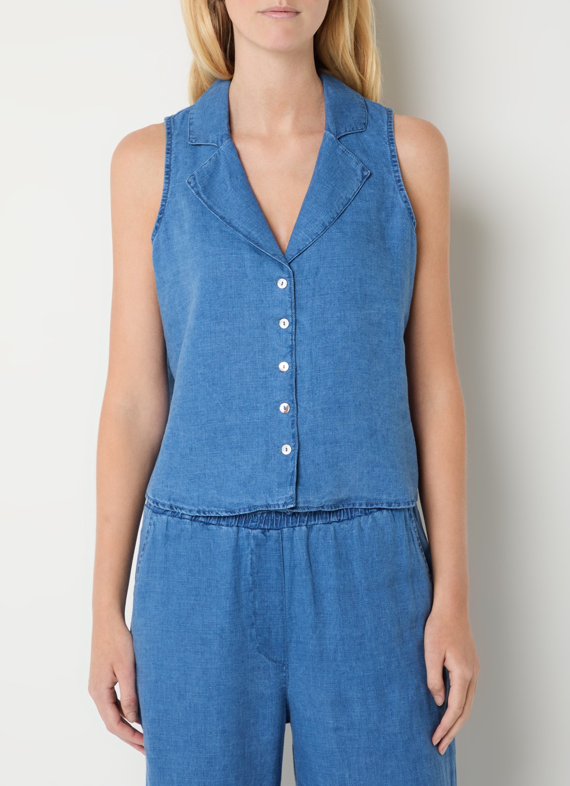 Josephine & Co Bliss gilet van linnen - detail 2 donkerblauw