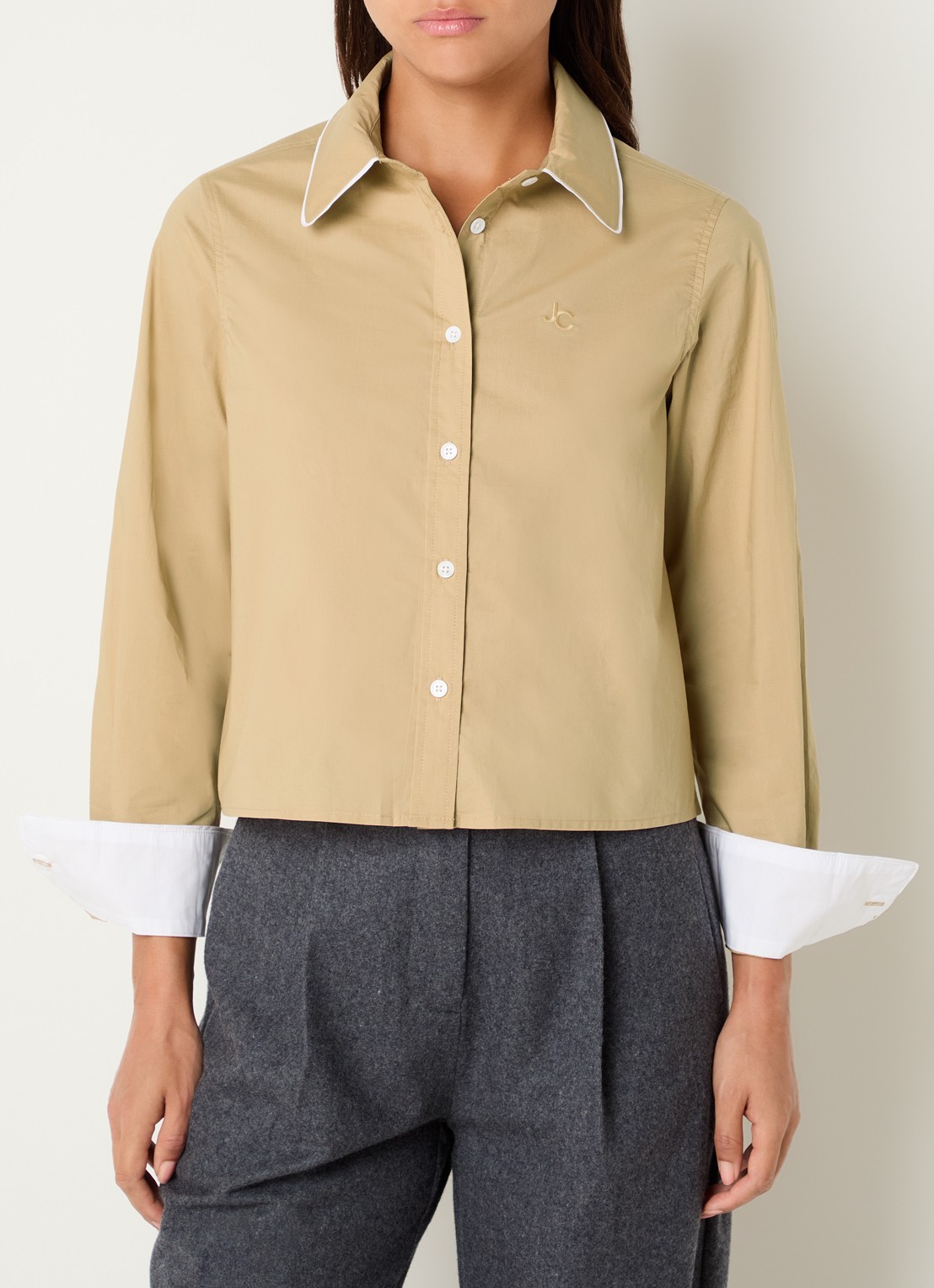 Josephine & Co Blouse met logoborduring - detail 3 camel