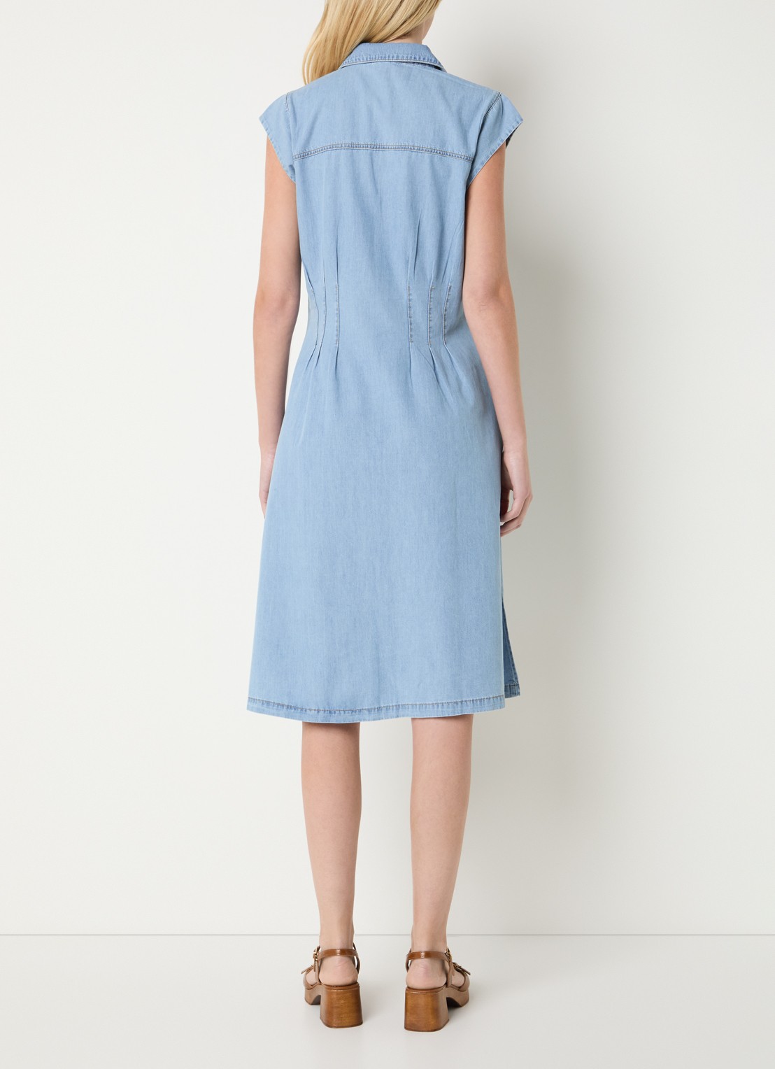 Josephine & Co Bo midi denimjurk met kraag - achterkant 4 indigo