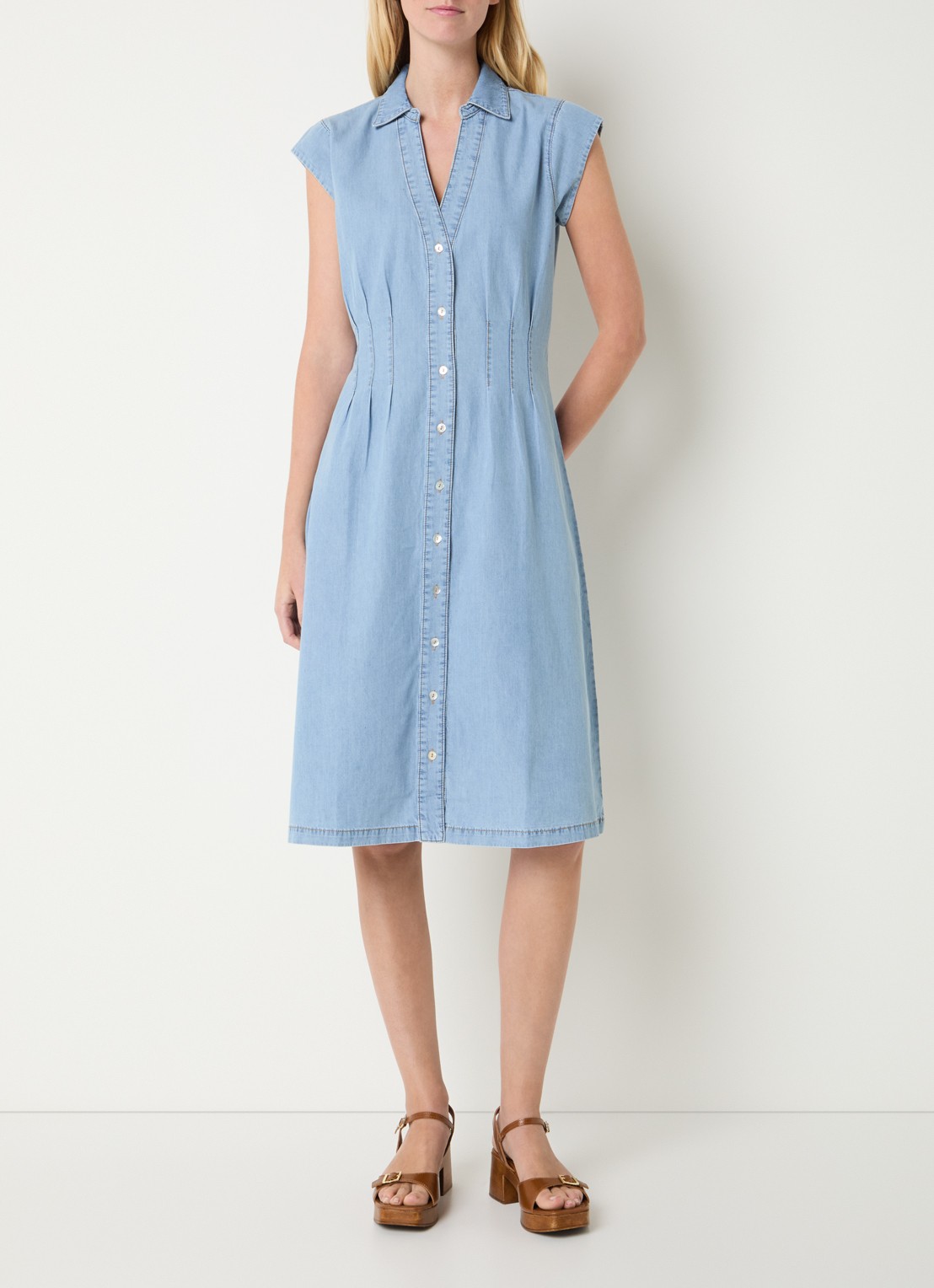 Josephine & Co Bo midi denimjurk met kraag - detail 3 indigo