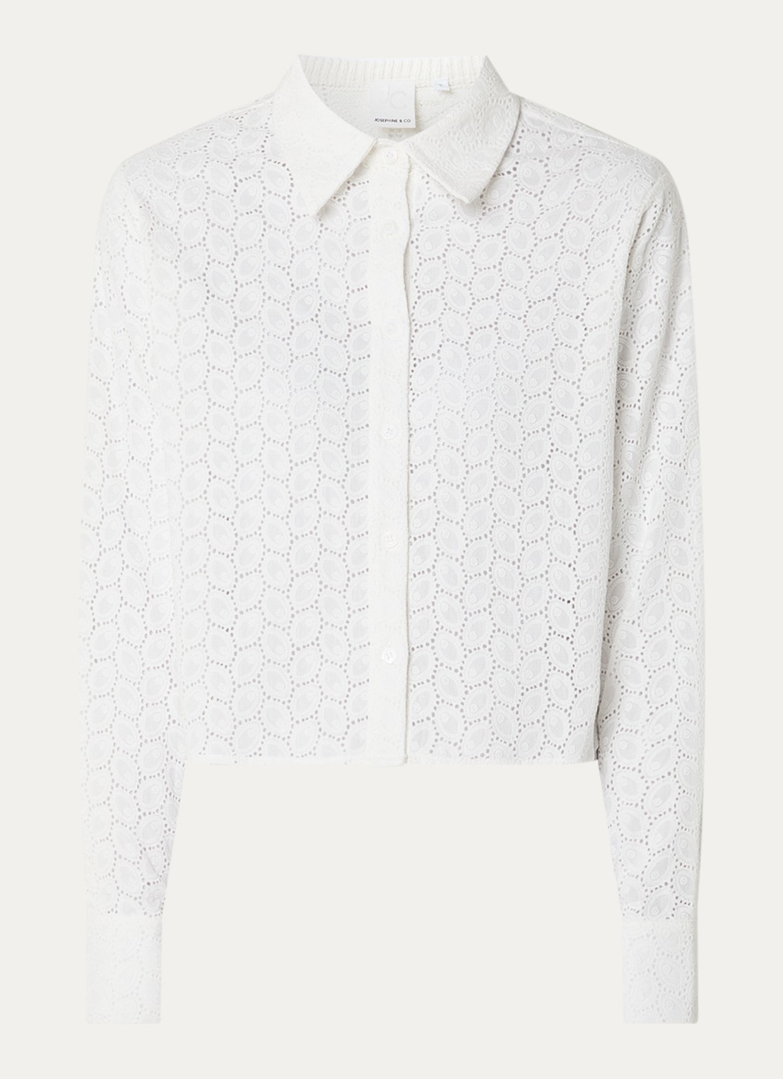 Josephine & Co Boaz cropped blouse met broderie - voorkant 2 wit