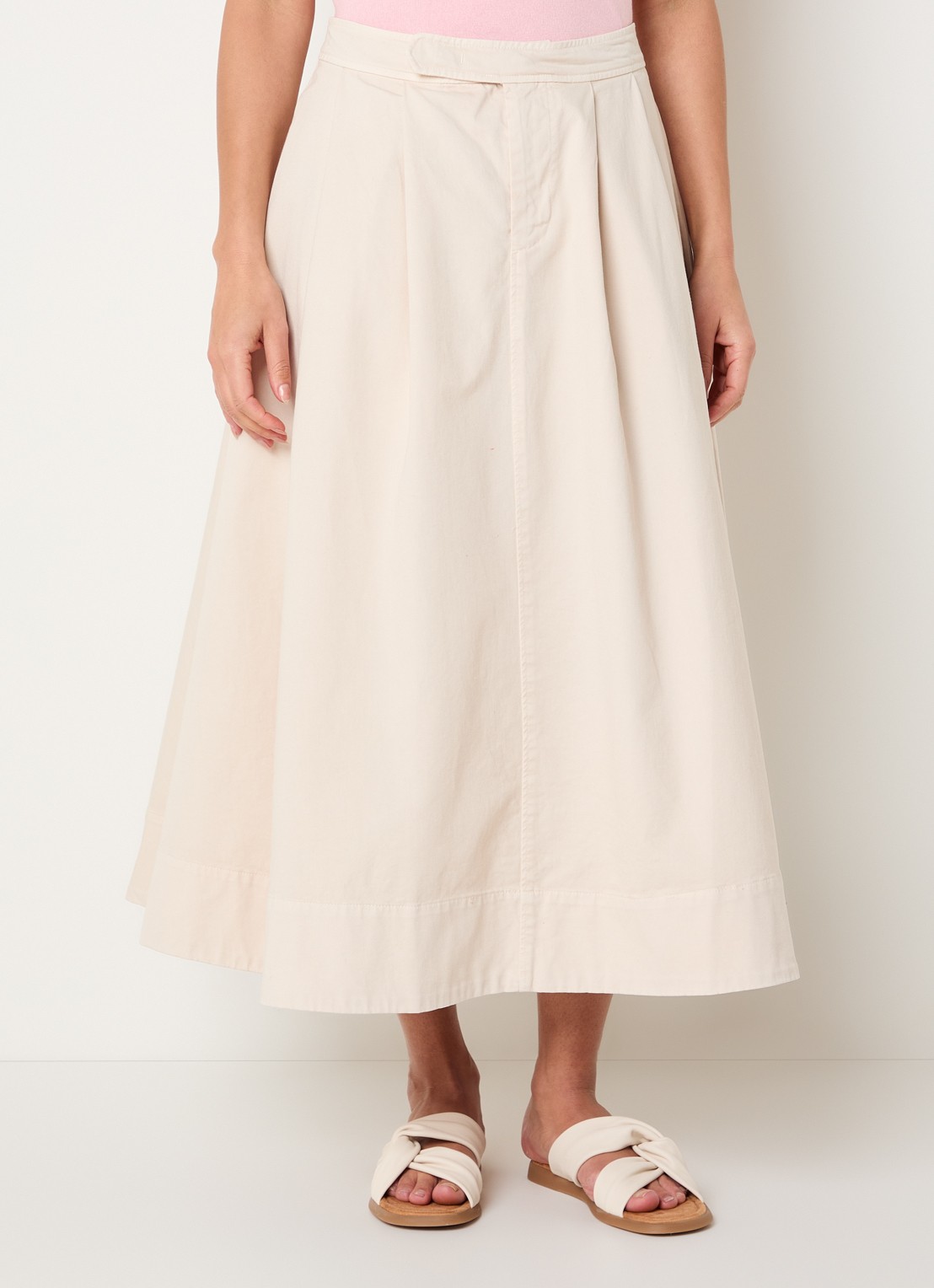 Josephine & Co Bobby midi A-lijn rok met steekzakken - detail beige
