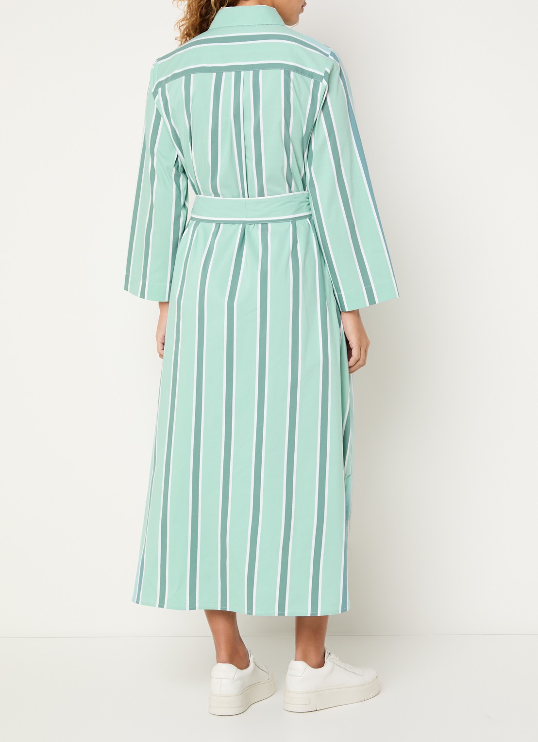 Josephine & Co Boudewijn midi blousejurk met streepprint en strikceintuur - achterkant mint