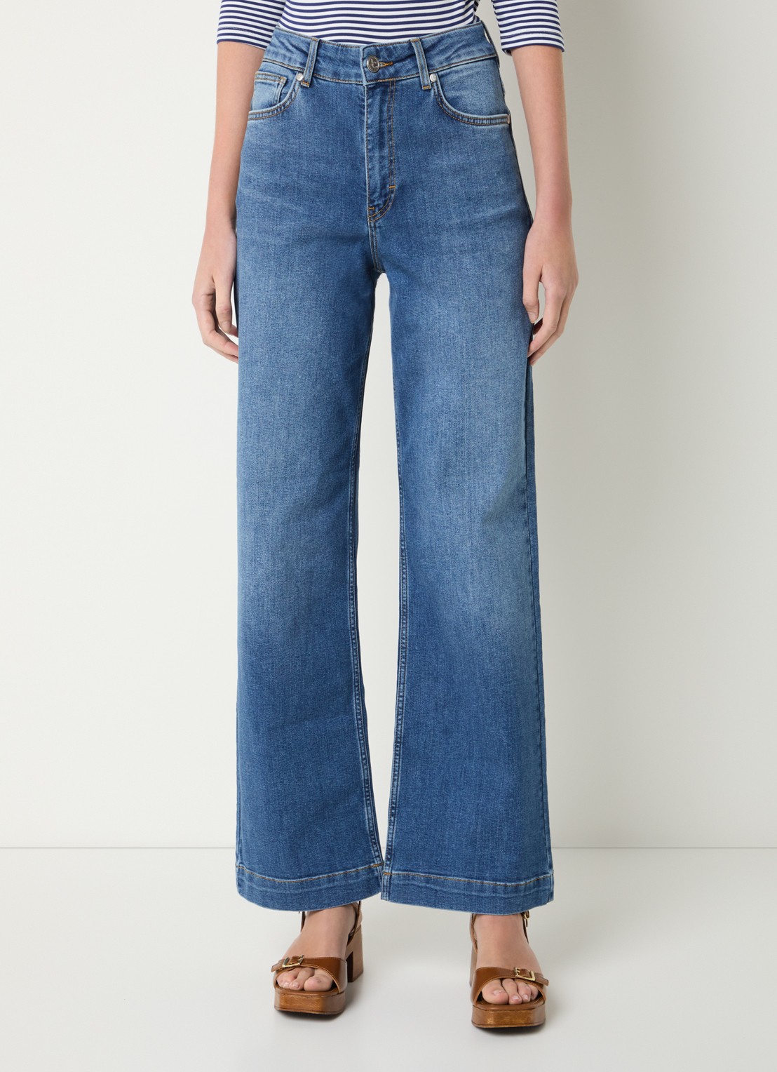 Josephine & Co Bram high waist flared jeans met medium wassing - detail 3 indigo