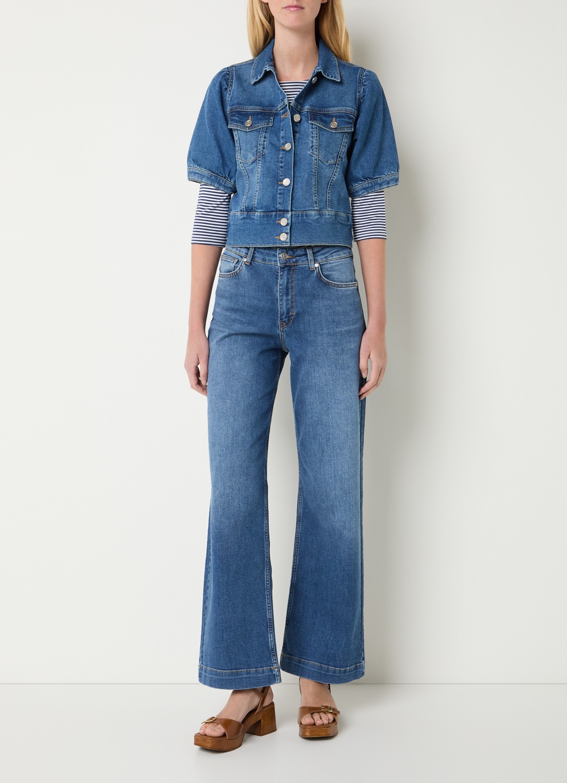 Josephine & Co Bram high waist flared jeans met medium wassing - voorkant 2 indigo