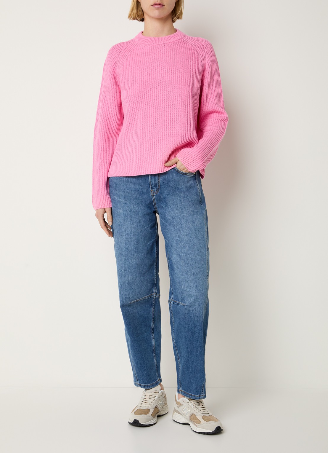 Josephine & Co Brant grofgebreide trui met ronde hals - voorkant 3 roze