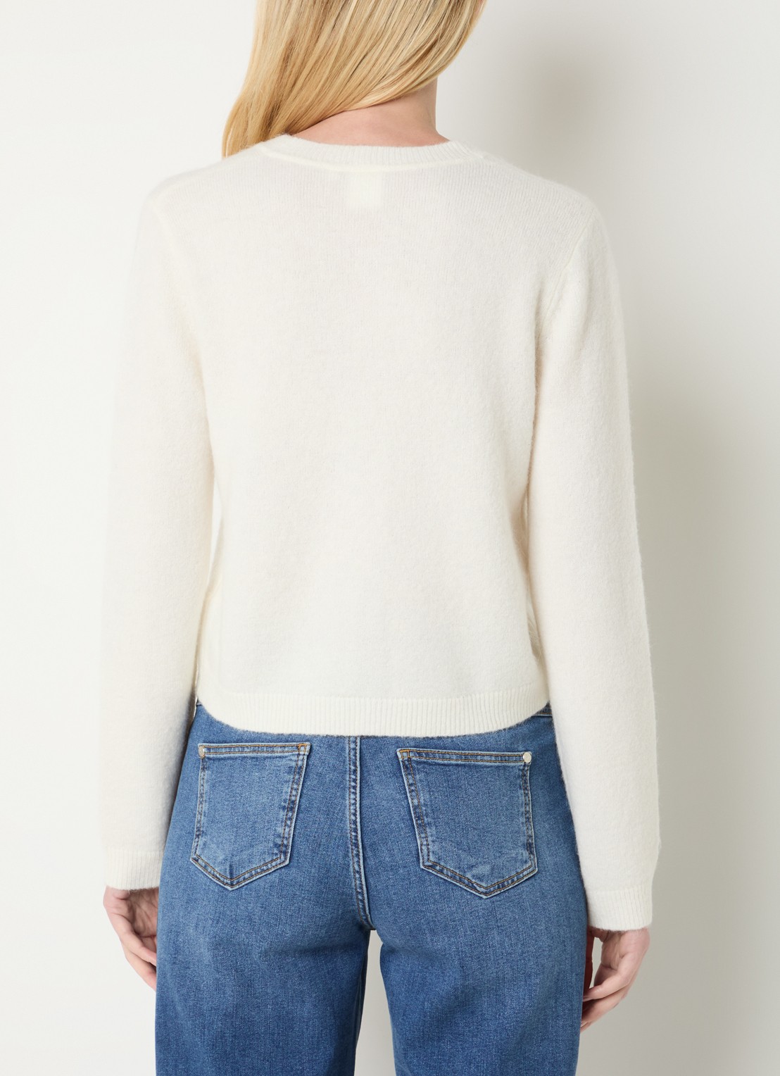 Josephine & Co Braxton grofgebreid vest in wolblend - achterkant gebroken wit