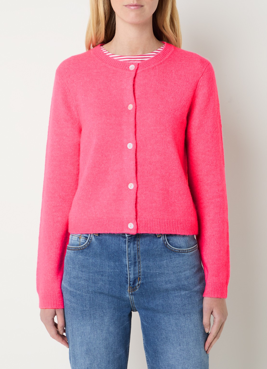 Josephine & Co Braxton grofgebreid vest in wolblend - detail 3 roze