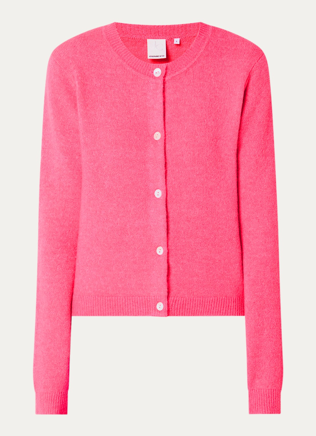 Josephine & Co Braxton grofgebreid vest in wolblend - voorkant roze
