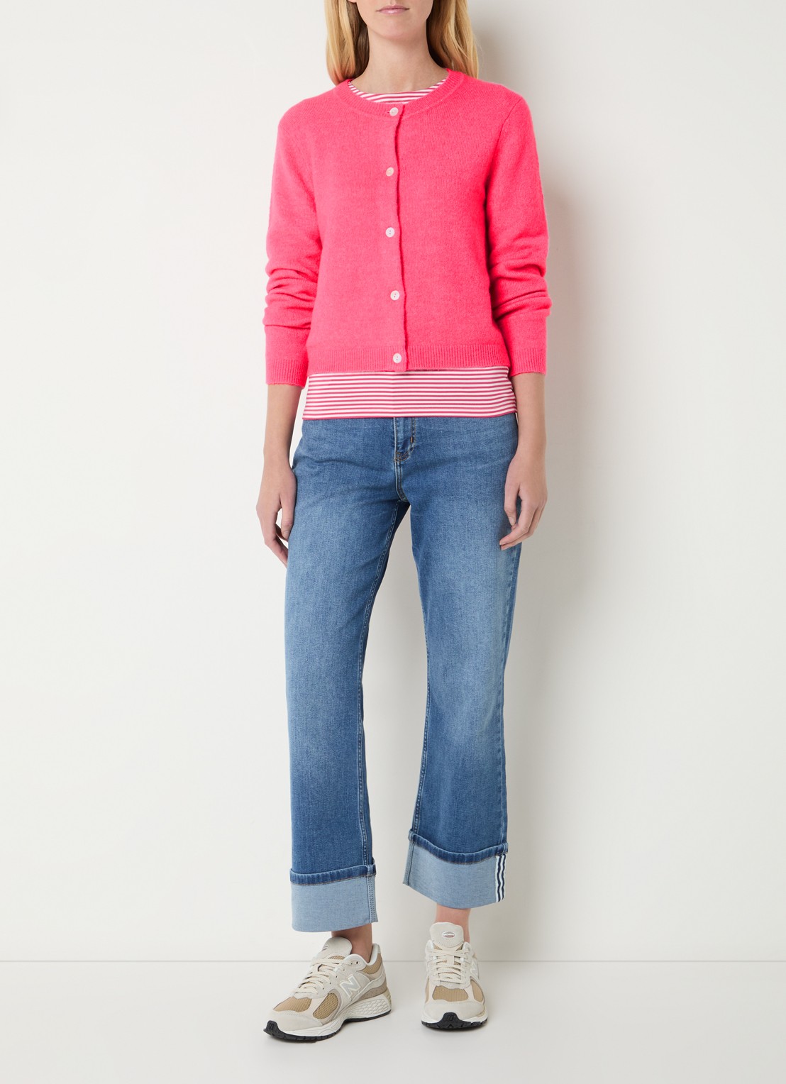 Josephine & Co Braxton grofgebreid vest in wolblend - voorkant 2 roze