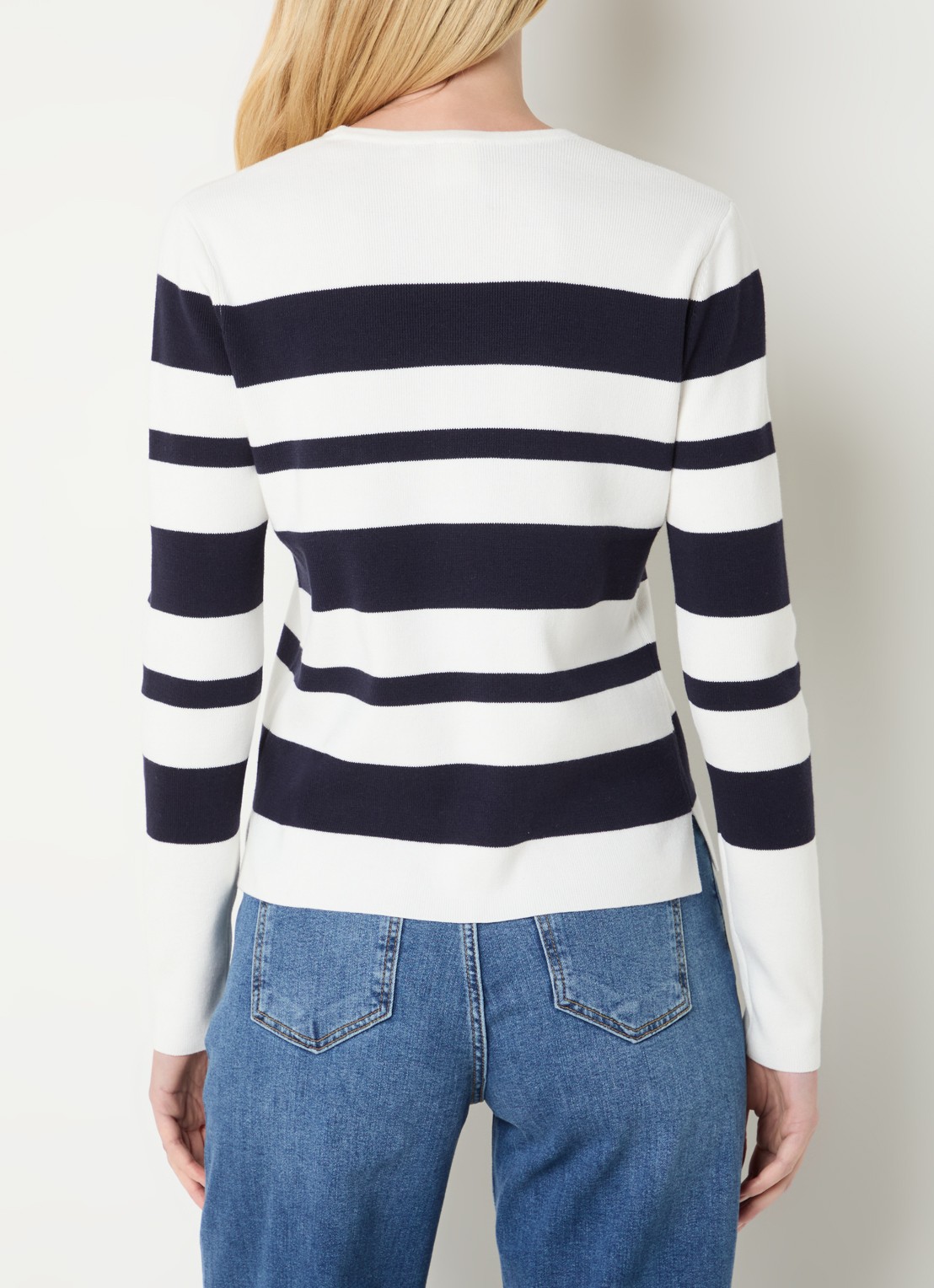 Josephine & Co Breanne sweater met streepprint - achterkant donkerblauw